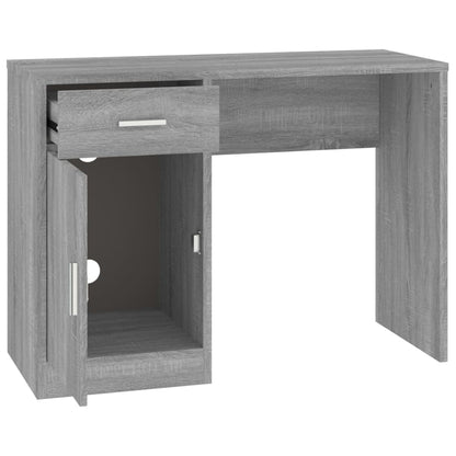 Bureau Met Kast En Lade 100X40X73 Cm Bewerkt Hout Grijs sonoma