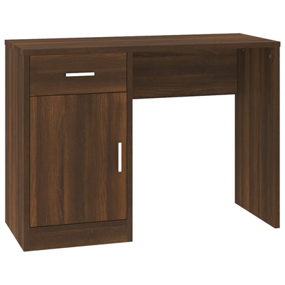 Bureau Met Kast En Lade 100X40X73 Cm Bewerkt Hout Bruineiken