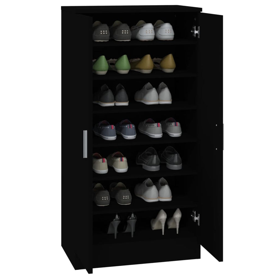 Schoenenkast 55X35X108 Cm Bewerkt Hout Zwart