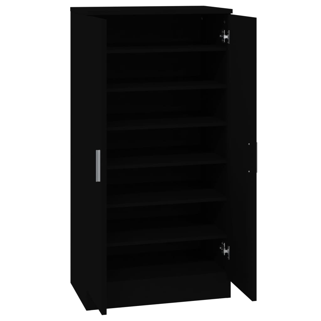Schoenenkast 55X35X108 Cm Bewerkt Hout Zwart