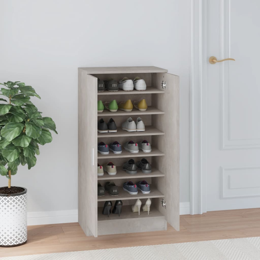 Schoenenkast 55X35X108 Cm Bewerkt Hout Betongrijs