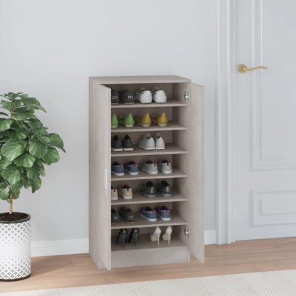 Schoenenkast 55X35X108 Cm Bewerkt Hout Betongrijs