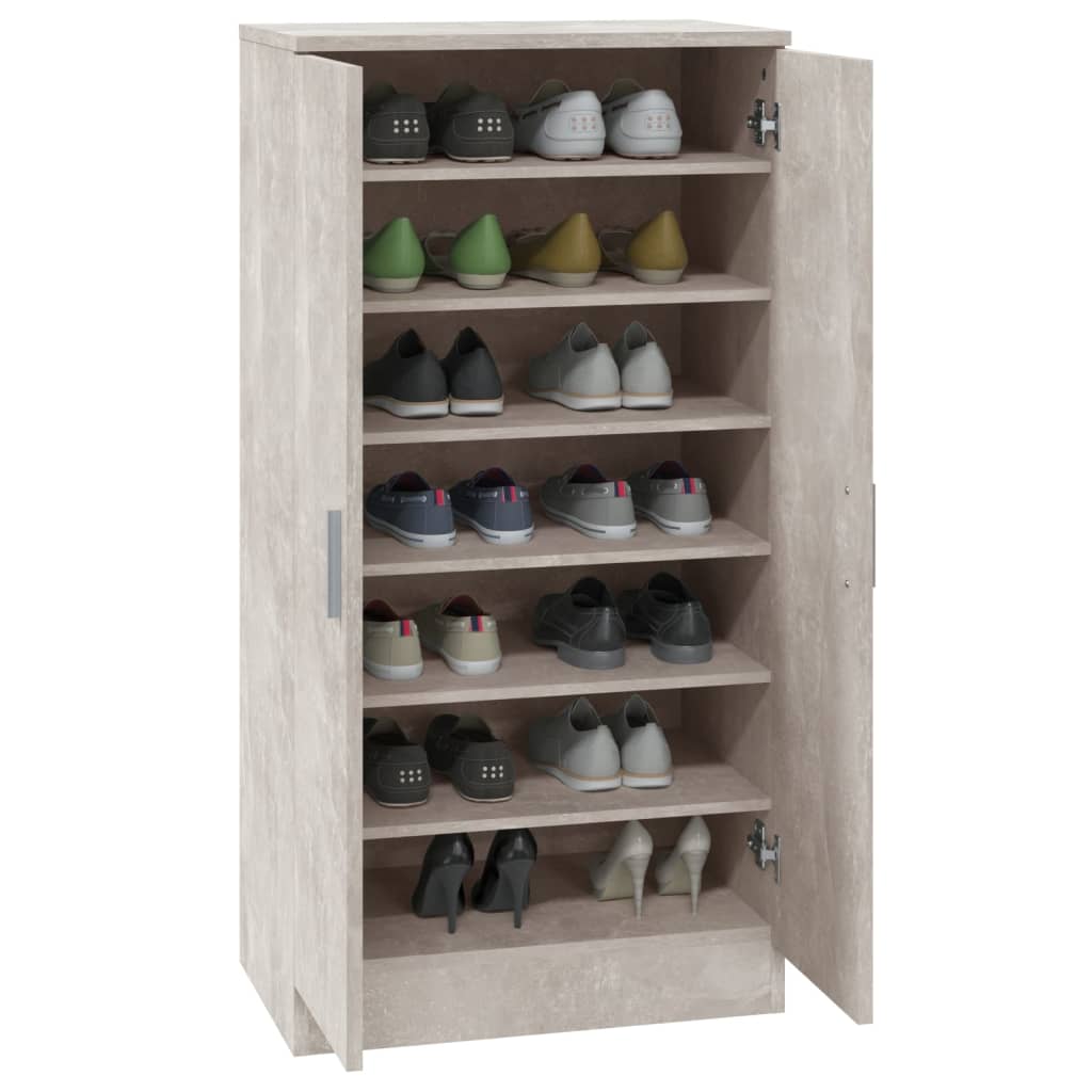 Schoenenkast 55X35X108 Cm Bewerkt Hout Betongrijs