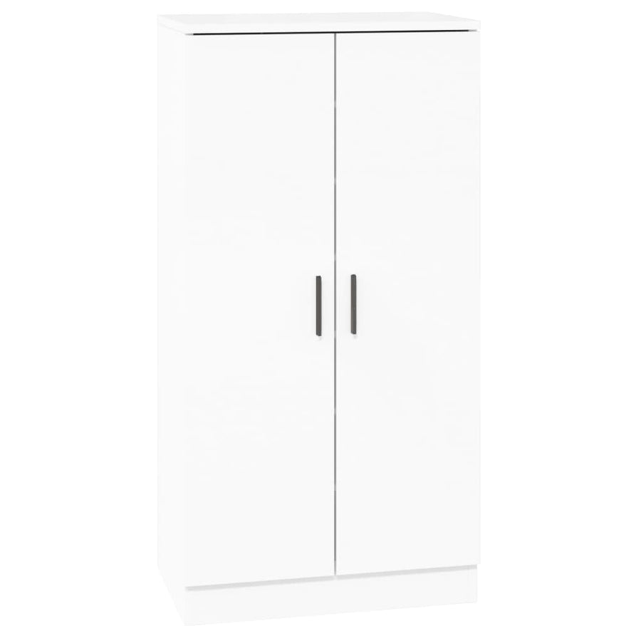 Schoenenkast 55X35X108 Cm Bewerkt Hout Hoogglans Wit
