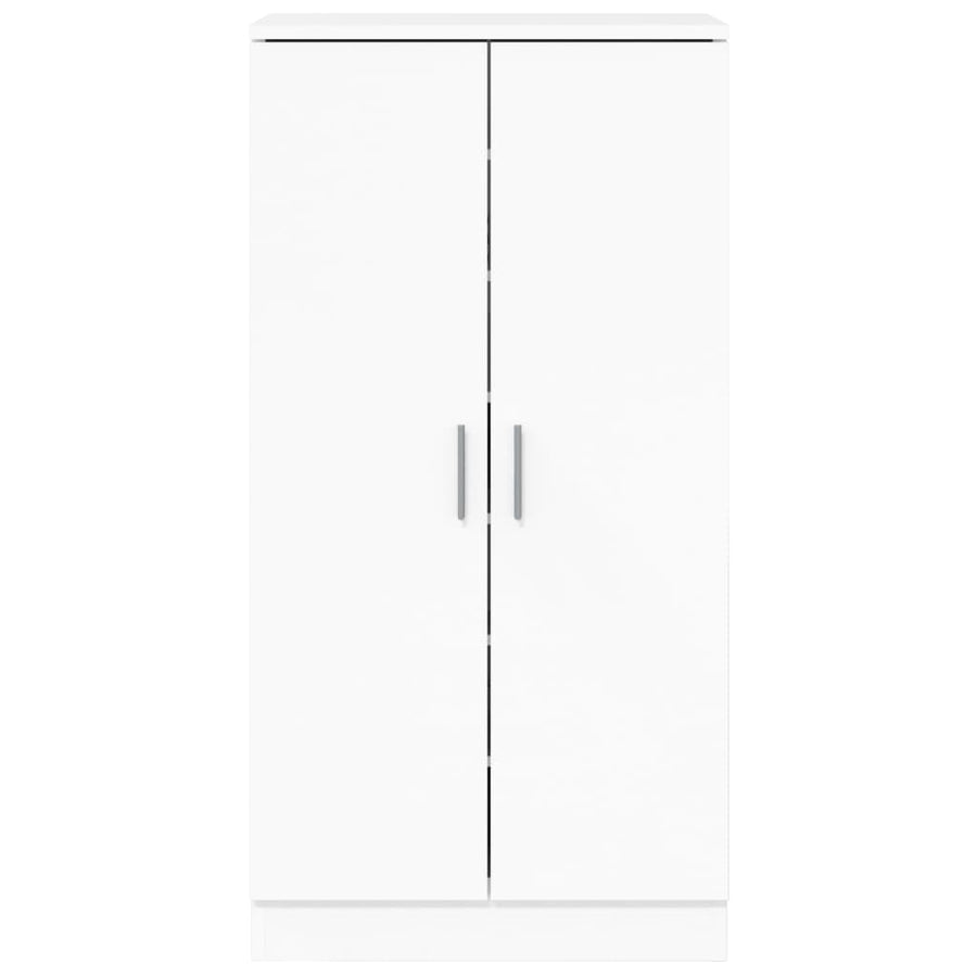 Schoenenkast 55X35X108 Cm Bewerkt Hout Hoogglans Wit