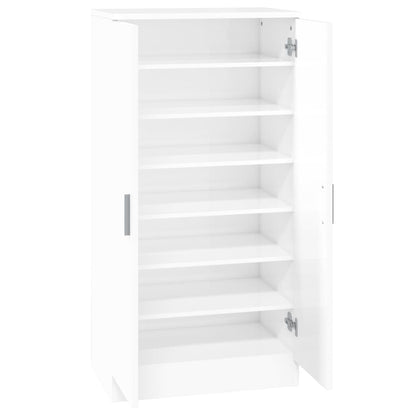 Schoenenkast 55X35X108 Cm Bewerkt Hout Hoogglans Wit
