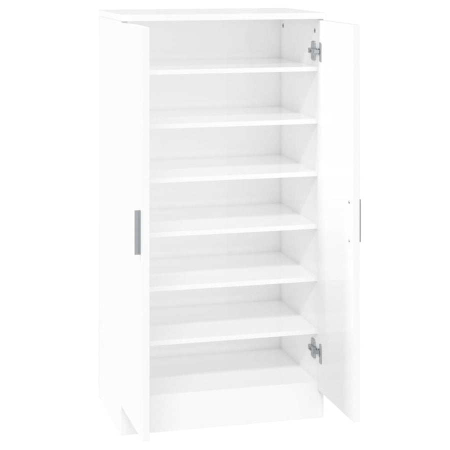 Schoenenkast 55X35X108 Cm Bewerkt Hout Hoogglans Wit