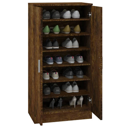 Schoenenkast 55X35X108 Cm Bewerkt Hout Gerookt Eikenkleurig