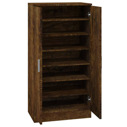 Schoenenkast 55X35X108 Cm Bewerkt Hout Gerookt Eikenkleurig