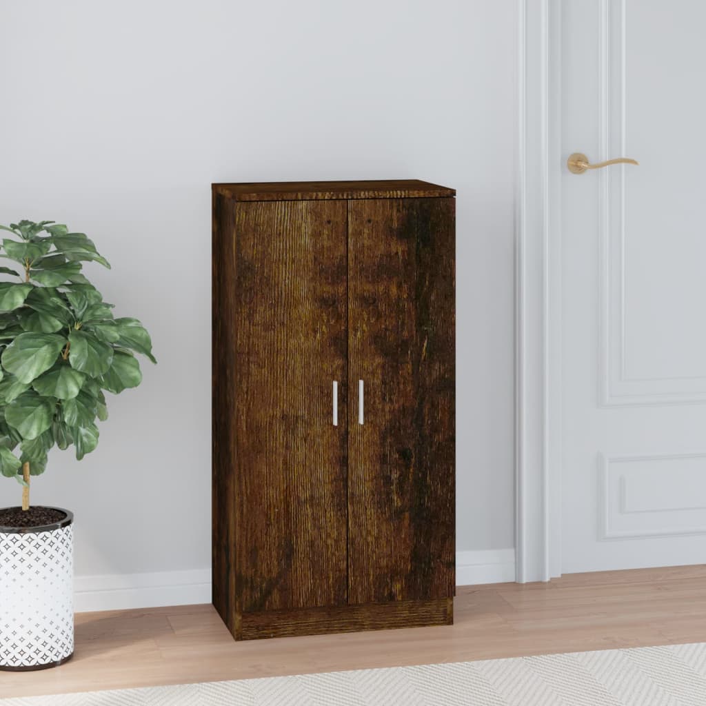 Schoenenkast 55X35X108 Cm Bewerkt Hout Gerookt Eikenkleurig