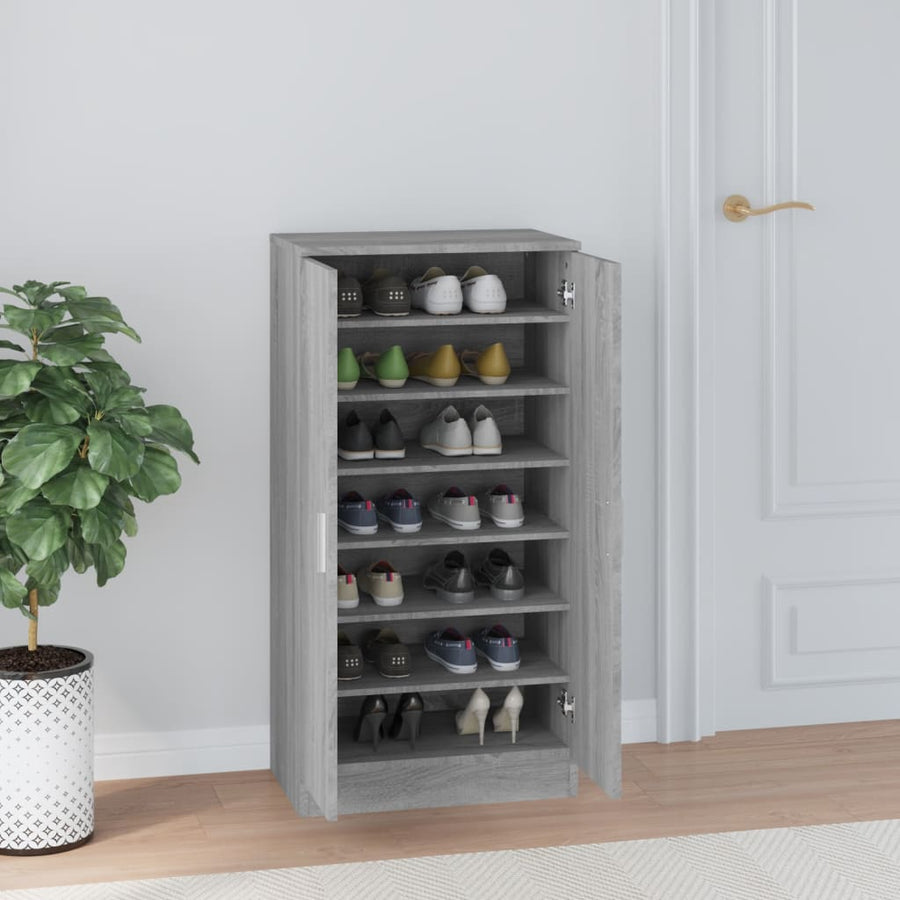 Schoenenkast 55x35x108 cm bewerkt hout grijs sonoma