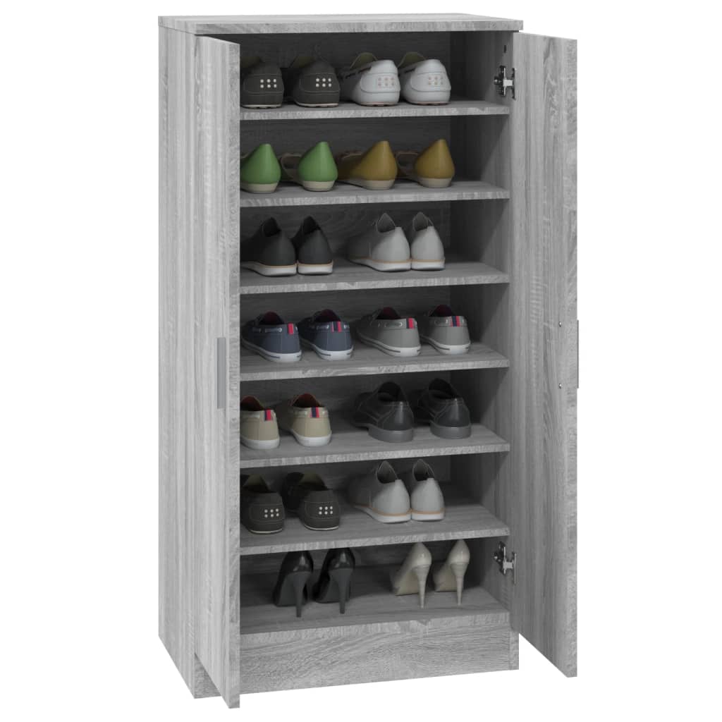 Schoenenkast 55X35X108 Cm Bewerkt Hout Grijs Sonoma