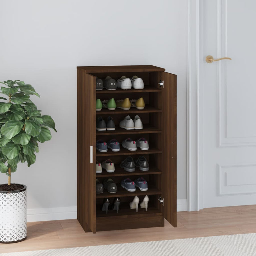 Schoenenkast 55X35X108 Cm Bewerkt Hout Bruin Eikenkleur Bruineiken