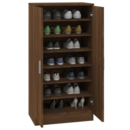 Schoenenkast 55X35X108 Cm Bewerkt Hout Bruin Eikenkleur Bruineiken