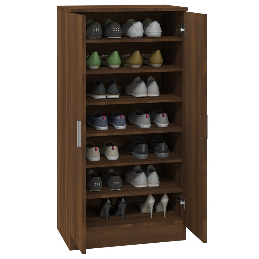 Schoenenkast 55X35X108 Cm Bewerkt Hout Bruin Eikenkleur Bruineiken