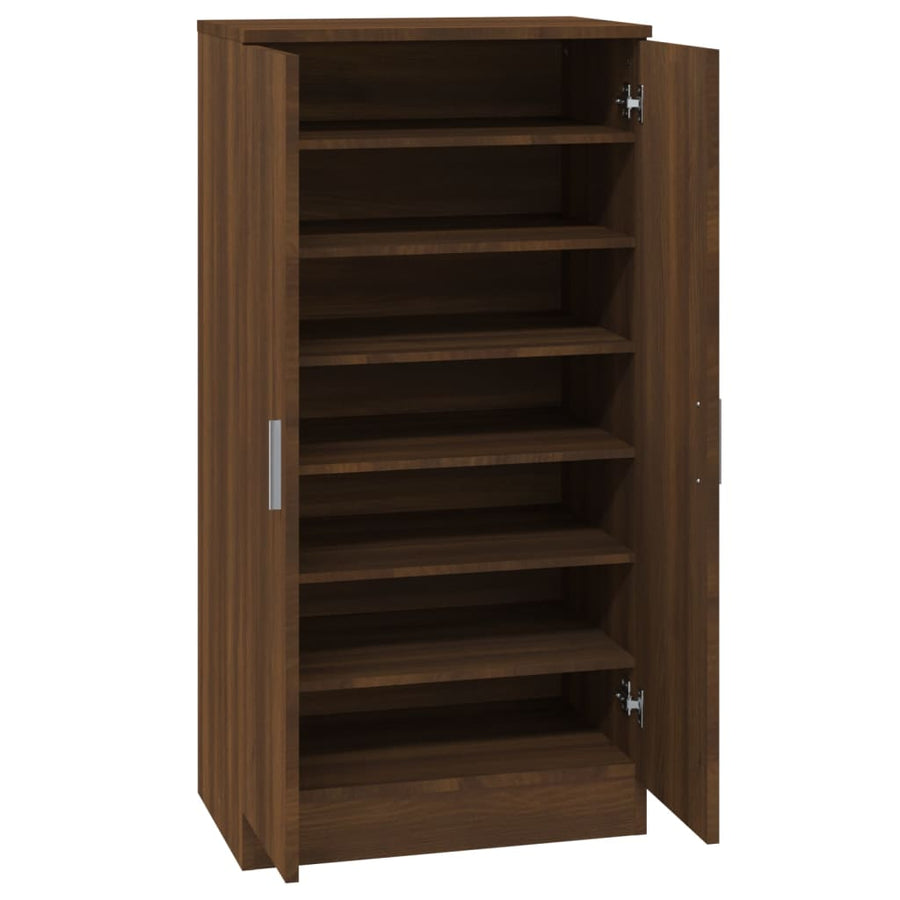 Schoenenkast 55X35X108 Cm Bewerkt Hout Bruin Eikenkleur Bruineiken