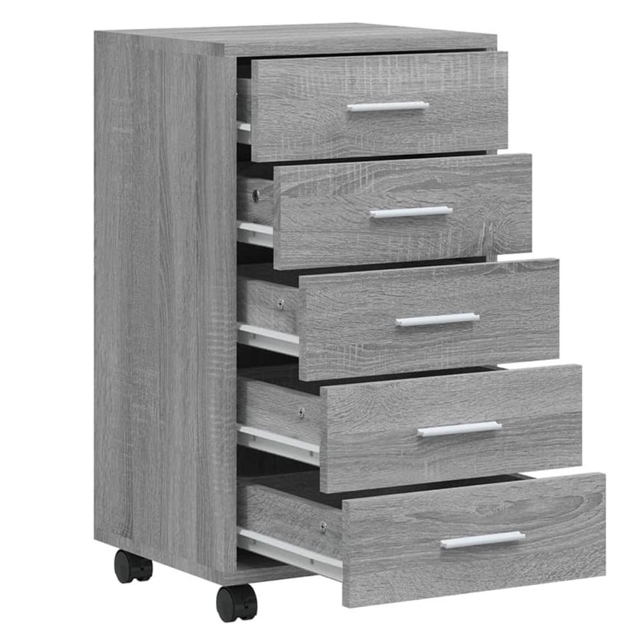Ladekast Met Wieltjes Bewerkt Hout Eiken Grijs sonoma