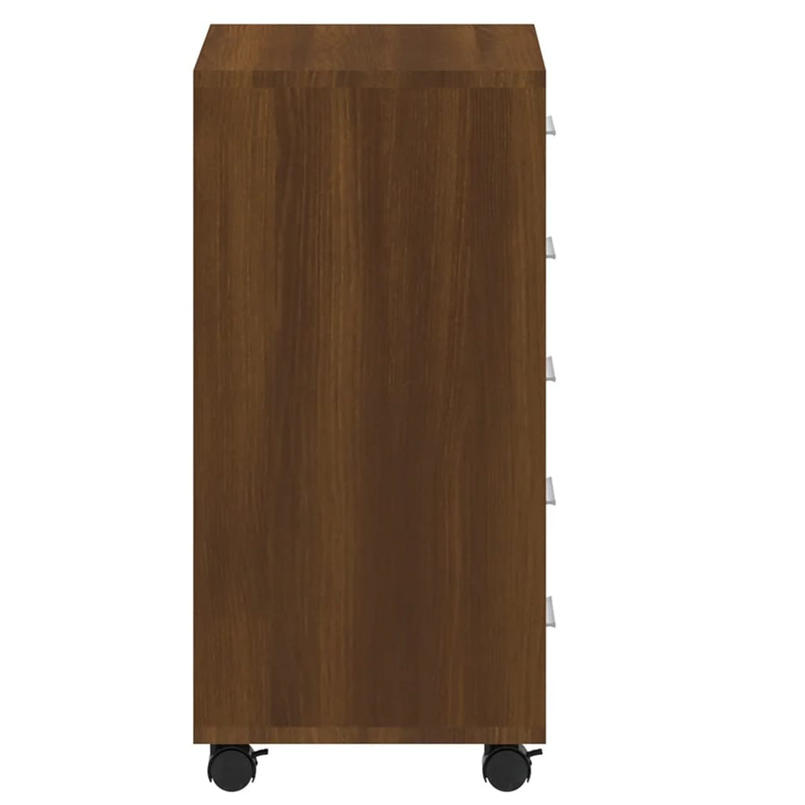 Ladekast Met Wieltjes Bewerkt Hout Bruineiken 1 bruin eikenkleur