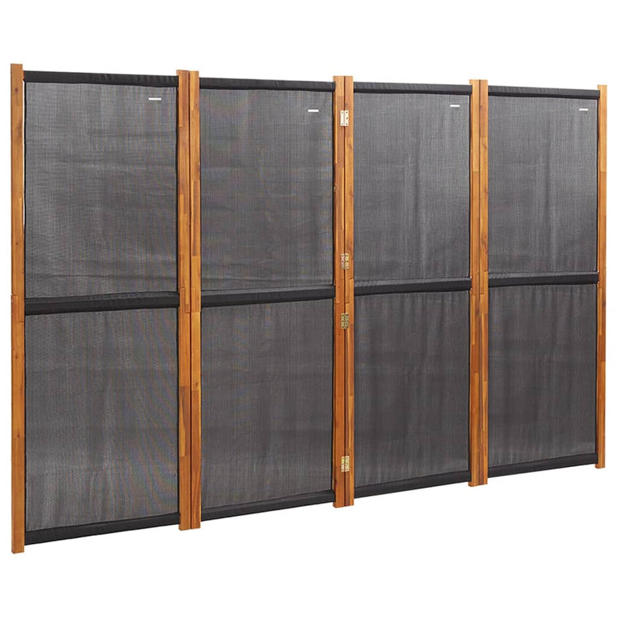 Kamerscherm met 4 panelen 280x180 cm zwart 280 x 180 cm Zwart