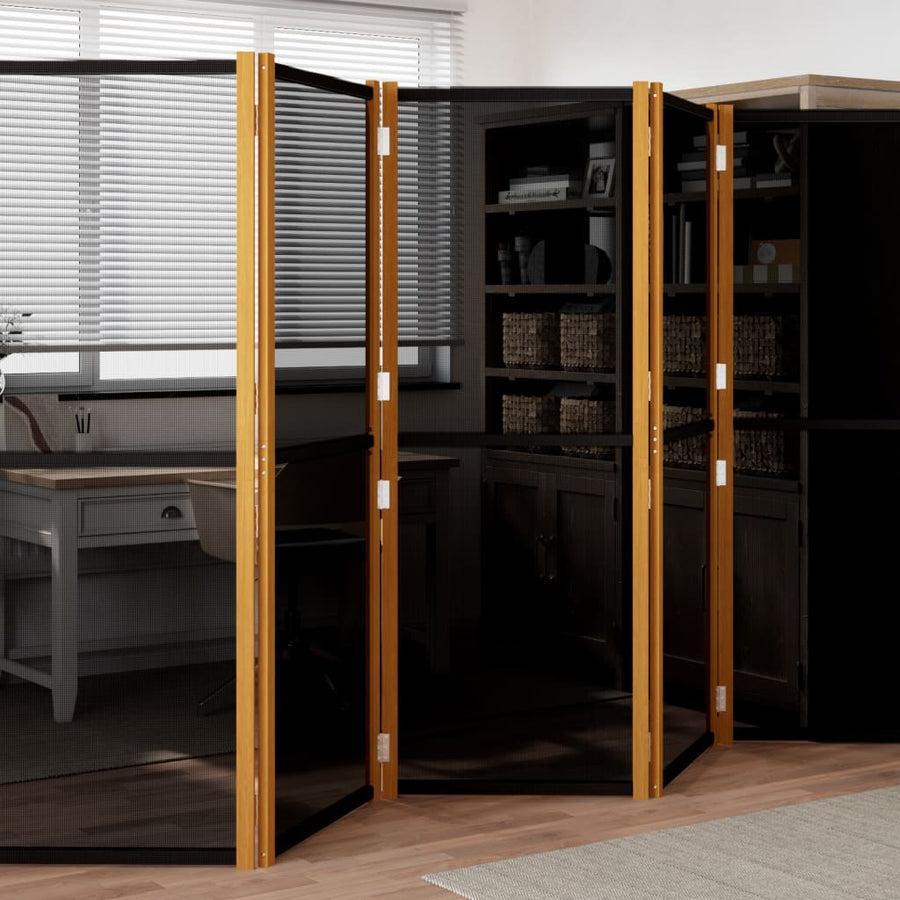 Kamerscherm met 5 panelen 350x180 cm zwart 350 x 180 cm Zwart