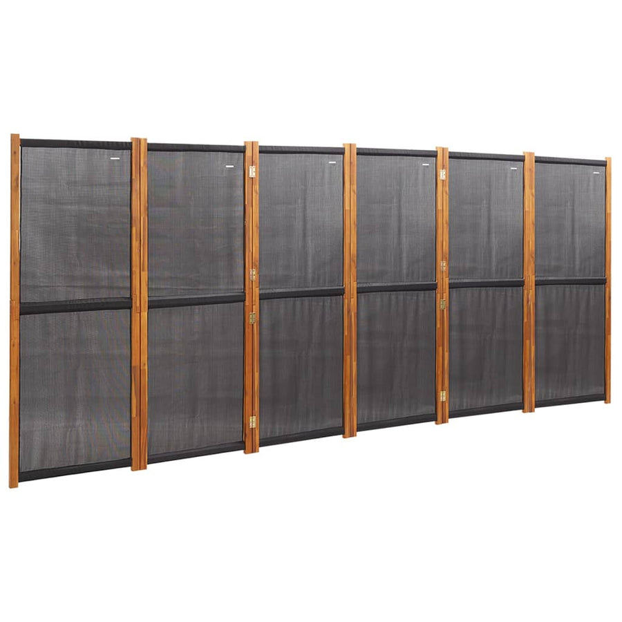Kamerscherm met 6 panelen 420x180 cm zwart 420 x 180 cm Zwart