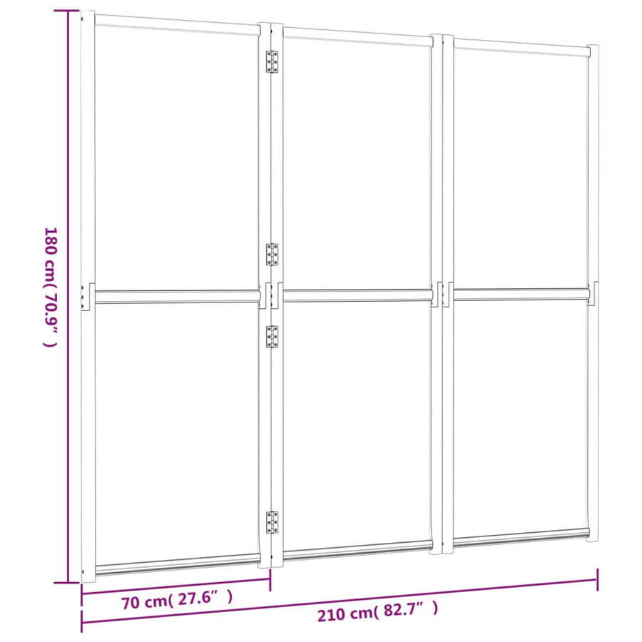 Kamerscherm met 3 panelen 210x180 cm crèmewit 210 x 180 cm Crèmewit