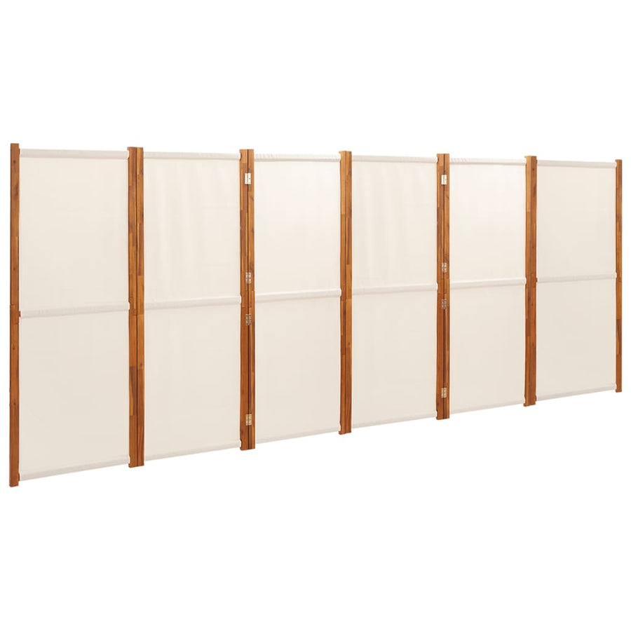Kamerscherm met 6 panelen 420x180 cm crèmewit 420 x 180 cm Crèmewit