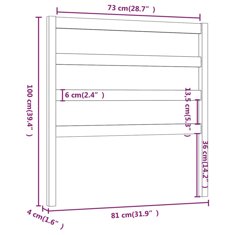 Hoofdbord 8X4X00 Cm Massief Grenenhout 81 x 100 cm Honingbruin