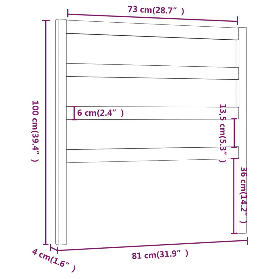 Hoofdbord 8X4X00 Cm Massief Grenenhout 81 x 100 cm Zwart