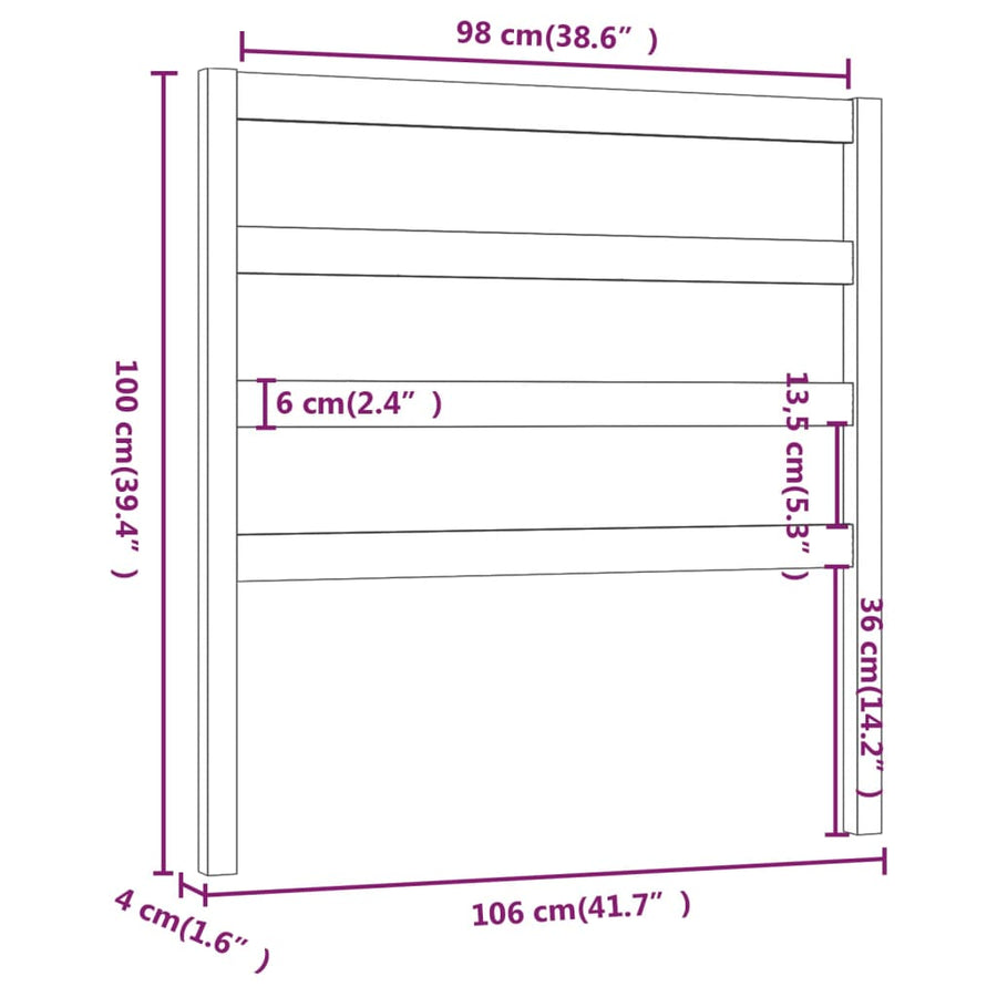 Hoofdbord 06X4X00 Cm Massief Grenenhout 106 x 100 cm Honingbruin