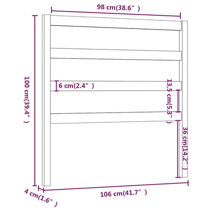 Hoofdbord 06X4X00 Cm Massief Grenenhout 106 x 100 cm Zwart