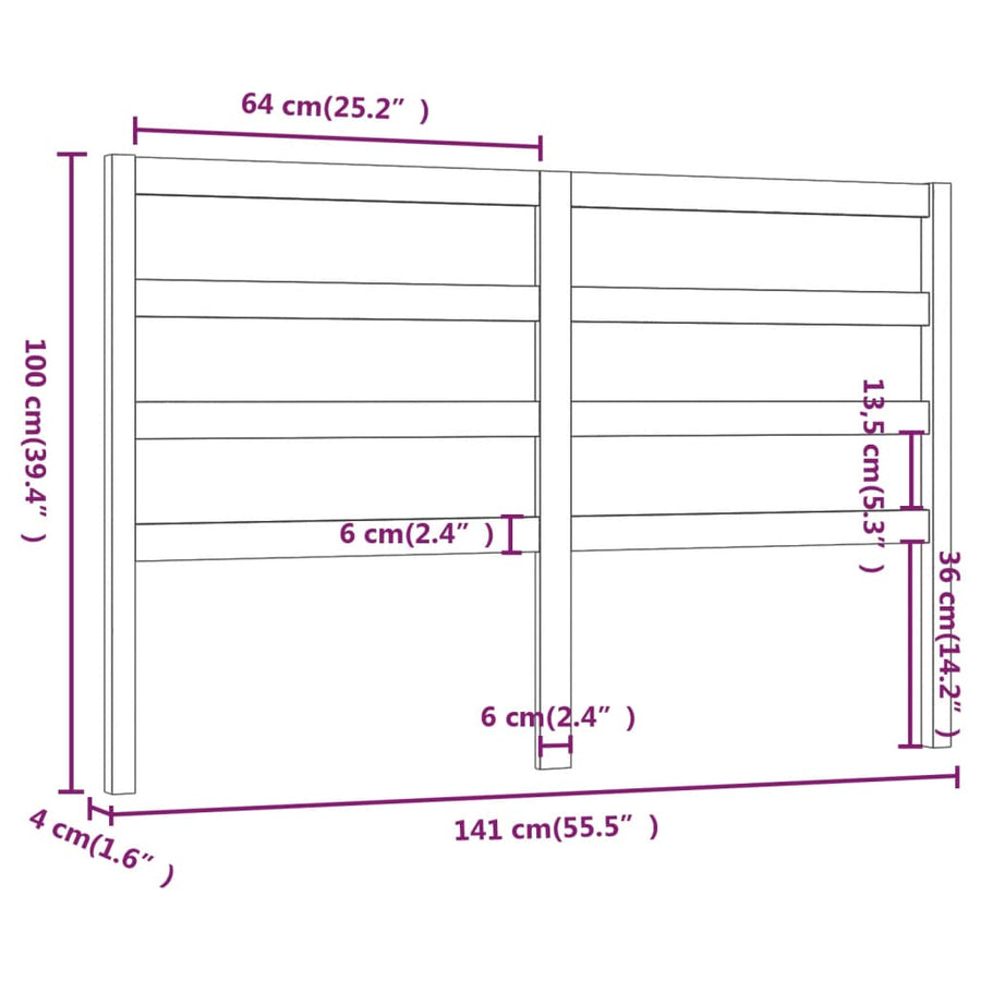 Hoofdbord 4X4X00 Cm Massief Grenenhout 141 x 100 cm Naturel