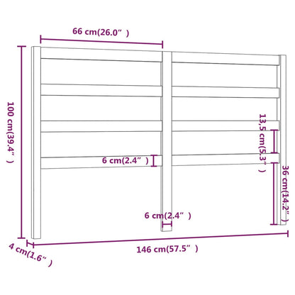 Hoofdbord 46X4X00 Cm Massief Grenenhout 146 x 100 cm Zwart