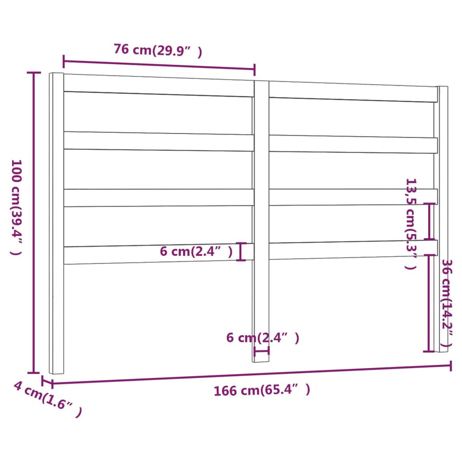 Hoofdbord 66X4X00 Cm Massief Grenenhout 166 x 100 cm Honingbruin