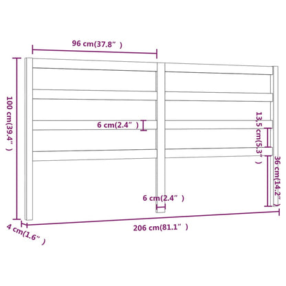 Hoofdbord 206X4X00 Cm Massief Grenenhout 206 x 100 cm Honingbruin