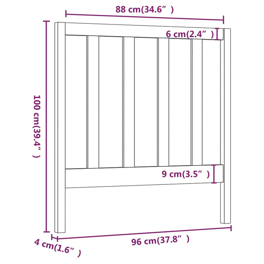 Hoofdbord 96X4X00 Cm Massief Grenenhout 96 x 100 cm Grijs