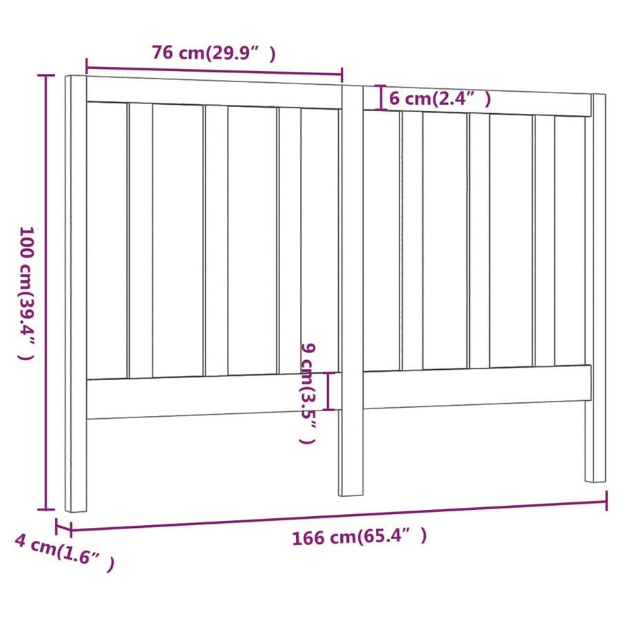 Hoofdbord 66X4X00 Cm Massief Grenenhout 166 x 100 cm Honingbruin