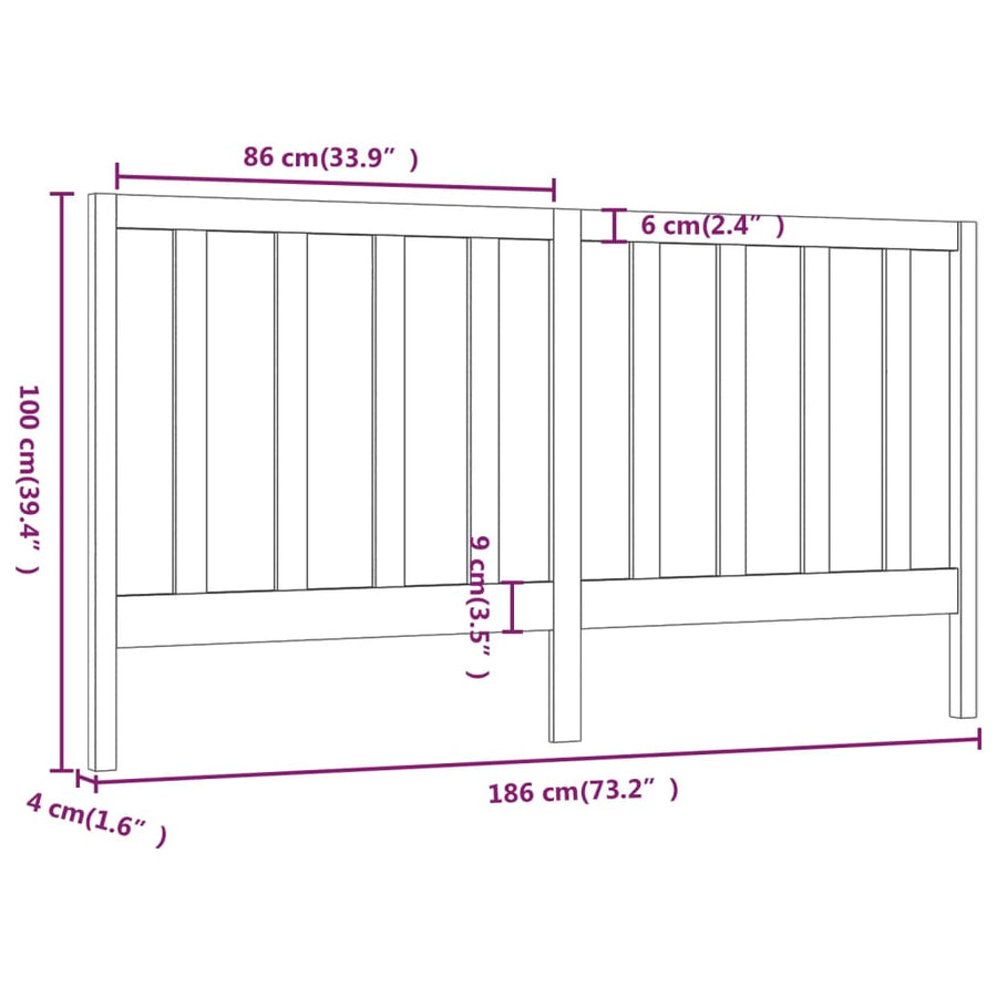 Hoofdbord 86X4X00 Cm Massief Grenenhout 186 x 100 cm Zwart