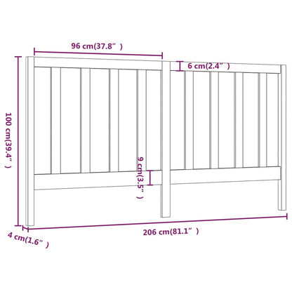 Hoofdbord 206X4X00 Cm Massief Grenenhout 206 x 100 cm Honingbruin