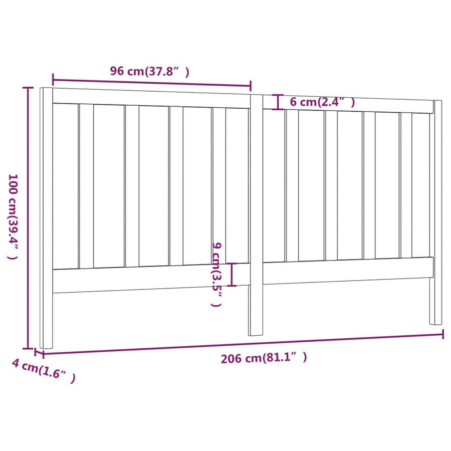 Hoofdbord 206X4X00 Cm Massief Grenenhout 206 x 100 cm Honingbruin