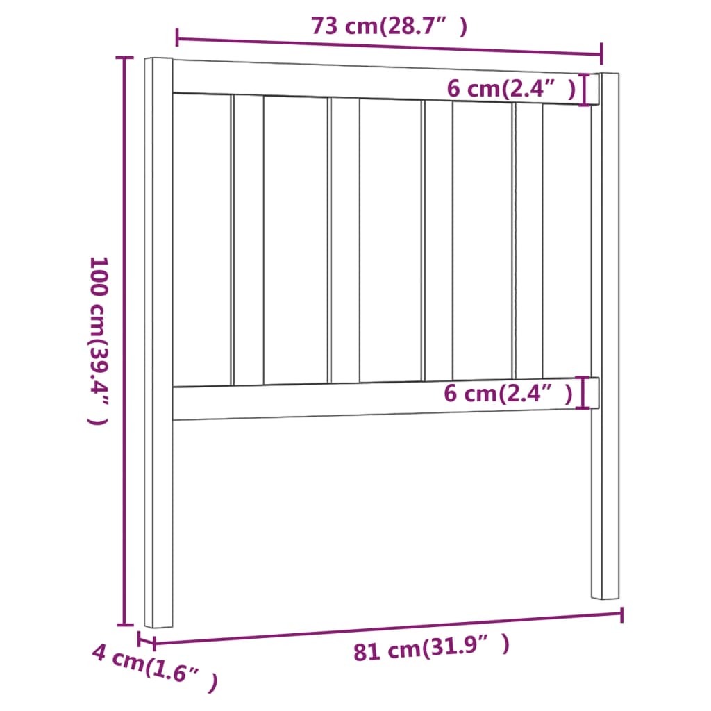 Hoofdbord 8X4X00 Cm Massief Grenenhout 81 x 100 cm Wit