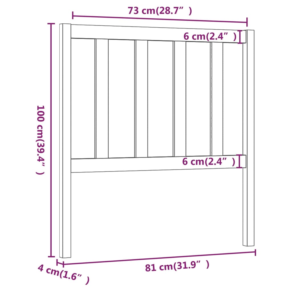 Hoofdbord 8X4X00 Cm Massief Grenenhout 81 x 100 cm Honingbruin