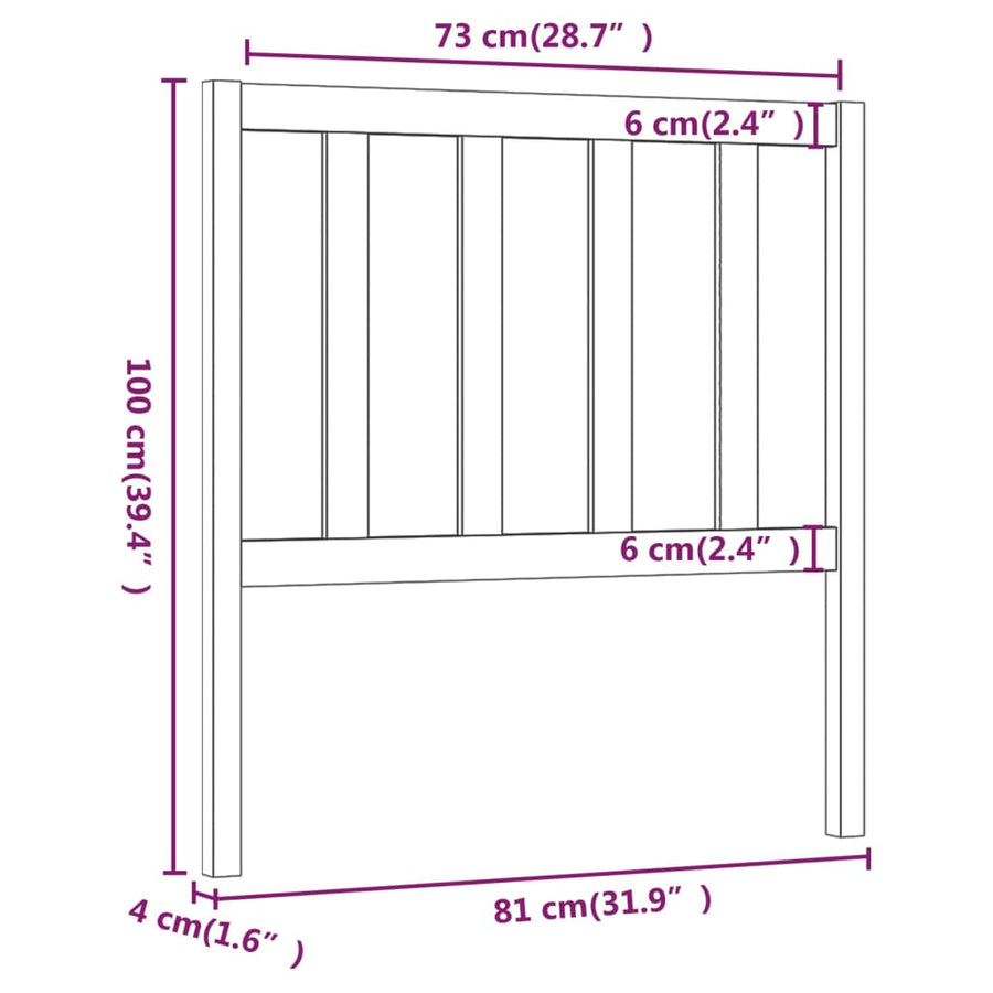 Hoofdbord 8X4X00 Cm Massief Grenenhout 81 x 100 cm Honingbruin