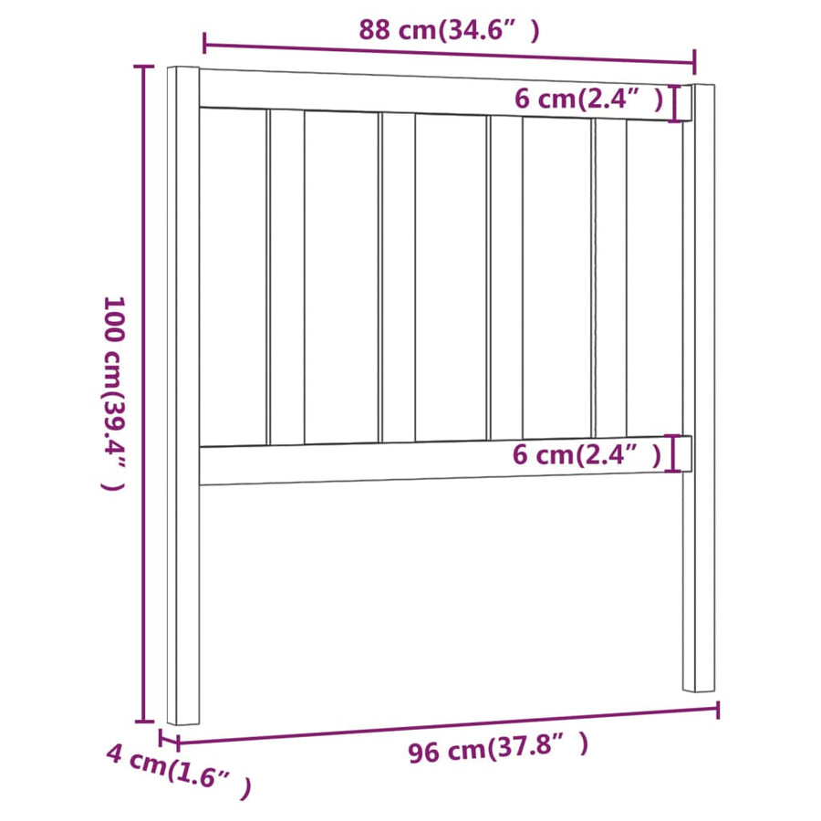 Hoofdbord 96X4X00 Cm Massief Grenenhout 96 x 100 cm Honingbruin