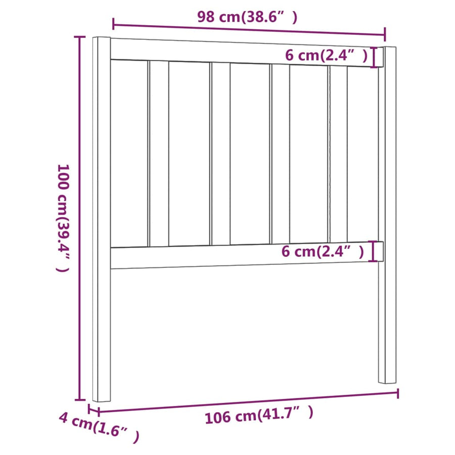 Hoofdbord 06X4X00 Cm Massief Grenenhout 106 x 100 cm Zwart
