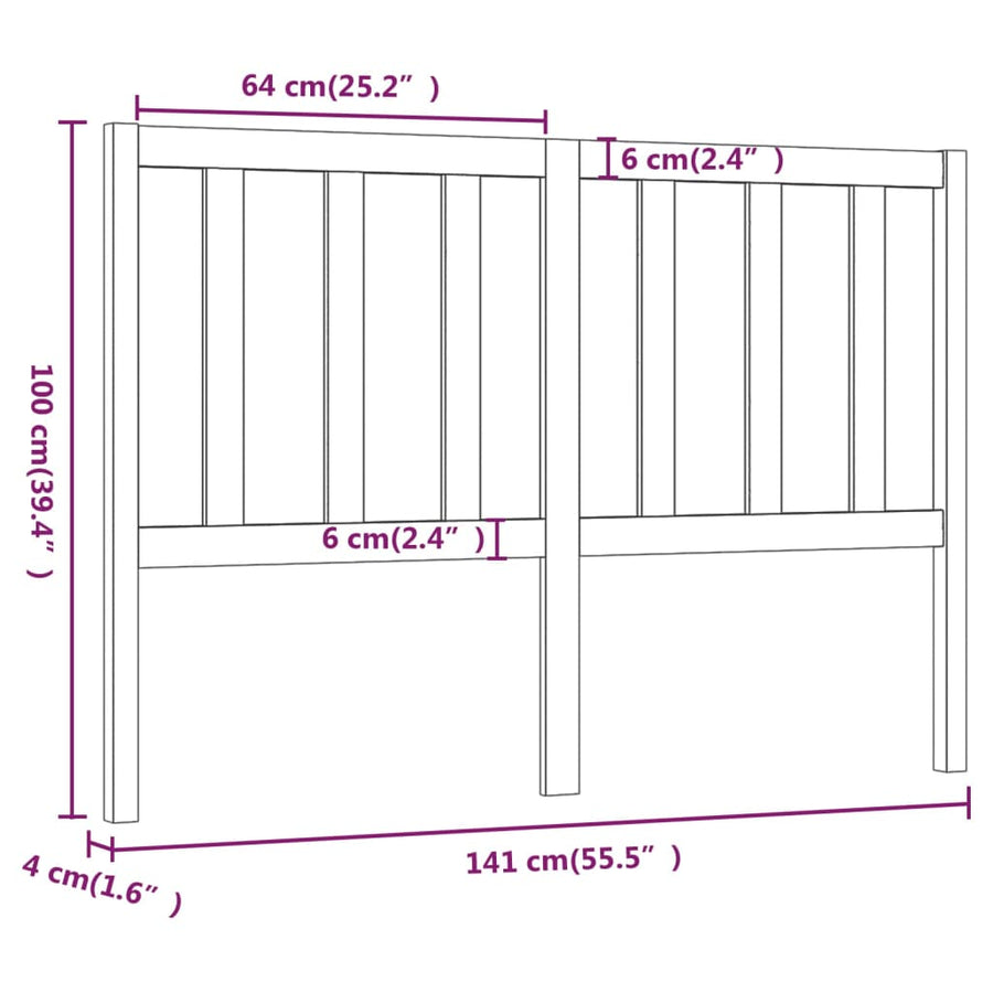 Hoofdbord 4X4X00 Cm Massief Grenenhout 141 x 100 cm Honingbruin