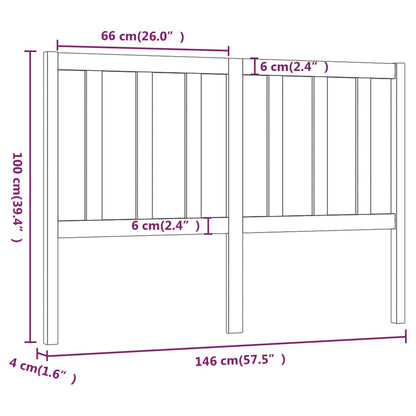 Hoofdbord 46X4X00 Cm Massief Grenenhout 146 x 100 cm Grijs