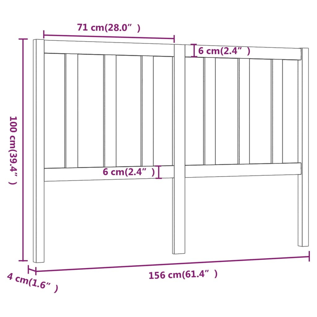 Hoofdbord 56X4X00 Cm Massief Grenenhout 156 x 100 cm Grijs
