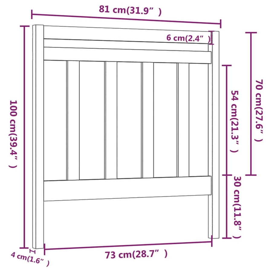 Hoofdbord 8X4X00 Cm Massief Grenenhout 81 x 100 cm Grijs