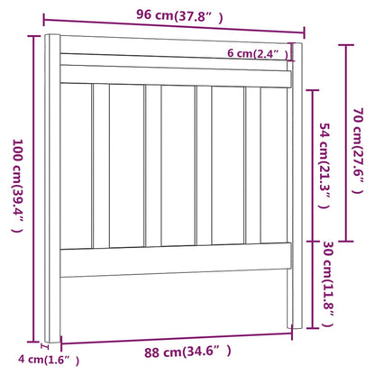 Hoofdbord 96X4X00 Cm Massief Grenenhout 96 x 100 cm Grijs